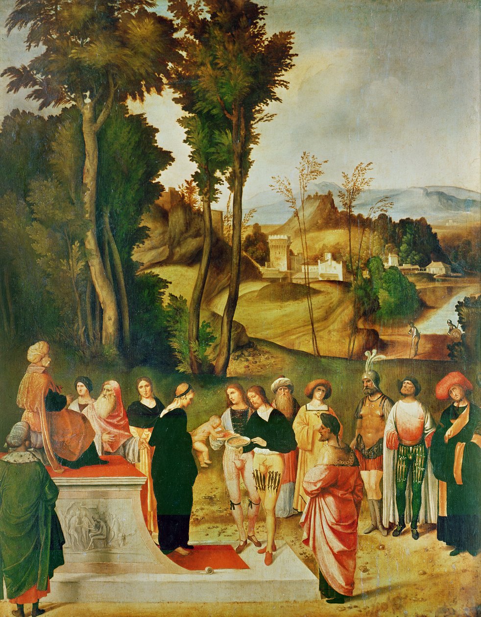 Mojżesz testowany przez faraona, ok. 1502-05 autorstwa Giorgione da Castelfranco