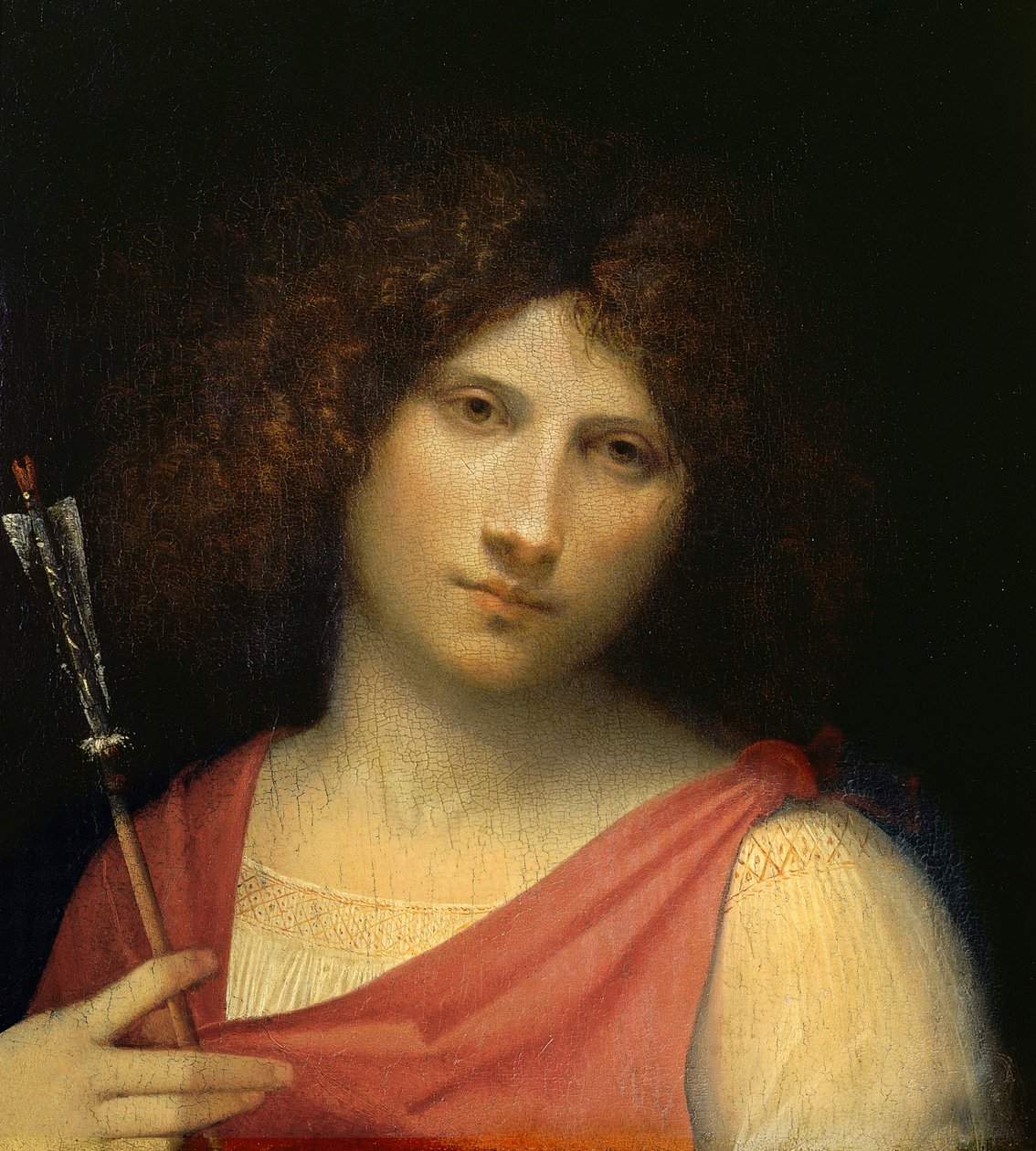Młodzież trzymająca strzałę, ok.1505 (olej na topoli) autorstwa Giorgione da Castelfranco