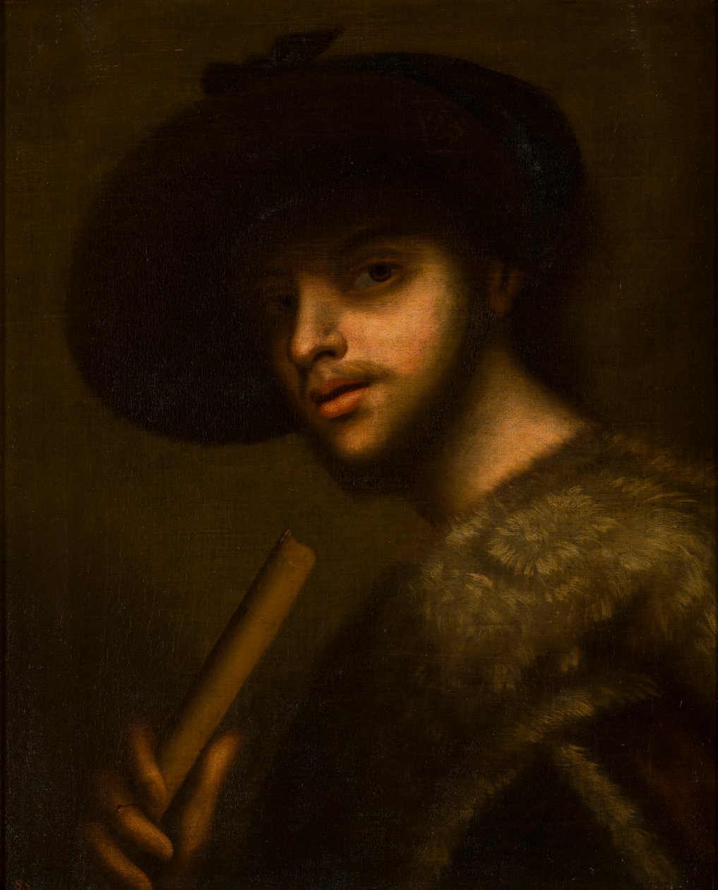 Portret mężczyzny z fajką lub fletem, ok. 1497-1510 (olej na płótnie) autorstwa Giorgione