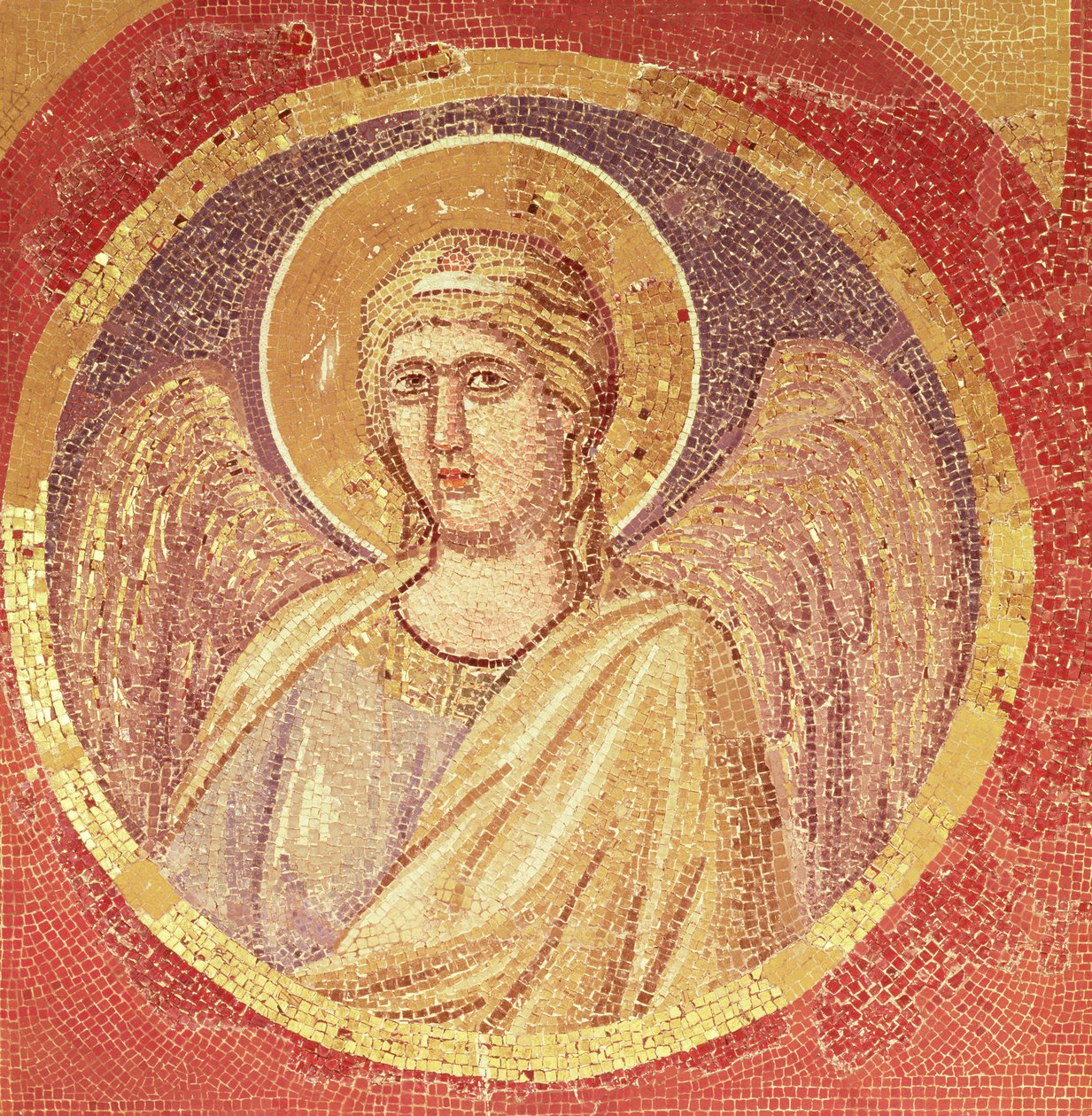 Fragment anioła z Navicella, Statek Kościoła, ok. 1300 (mozaika) autorstwa Giotto di Bondone