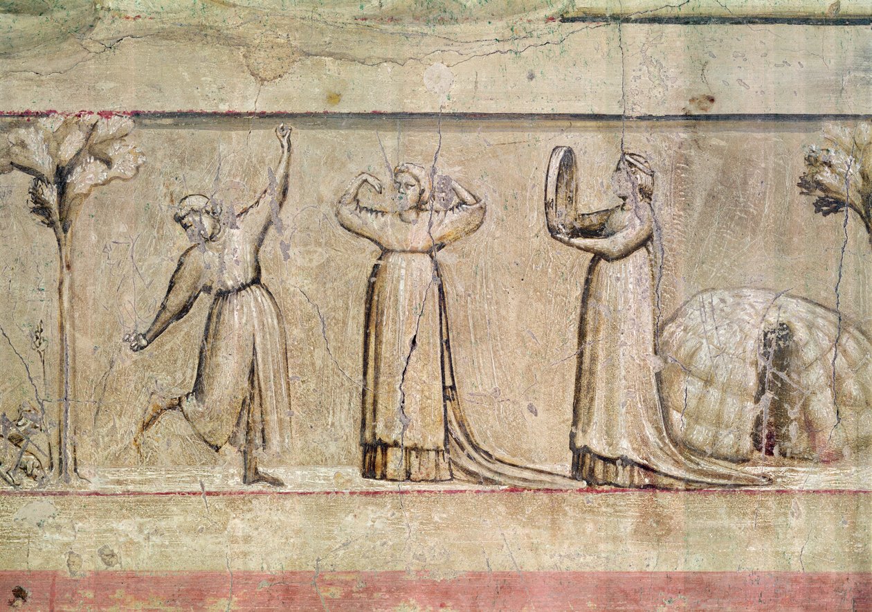 Sprawiedliwość, szczegóły tancerzy, 1303-05 (patrz także 102748) autorstwa Giotto di Bondone