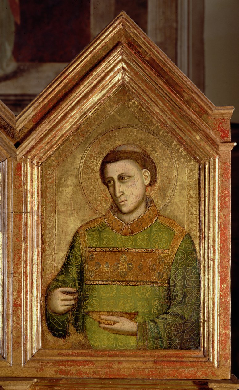 Mnich z fragmentu poliptyku św. Reparaty z 66557, patrz także 66558-66568 autorstwa Giotto di Bondone