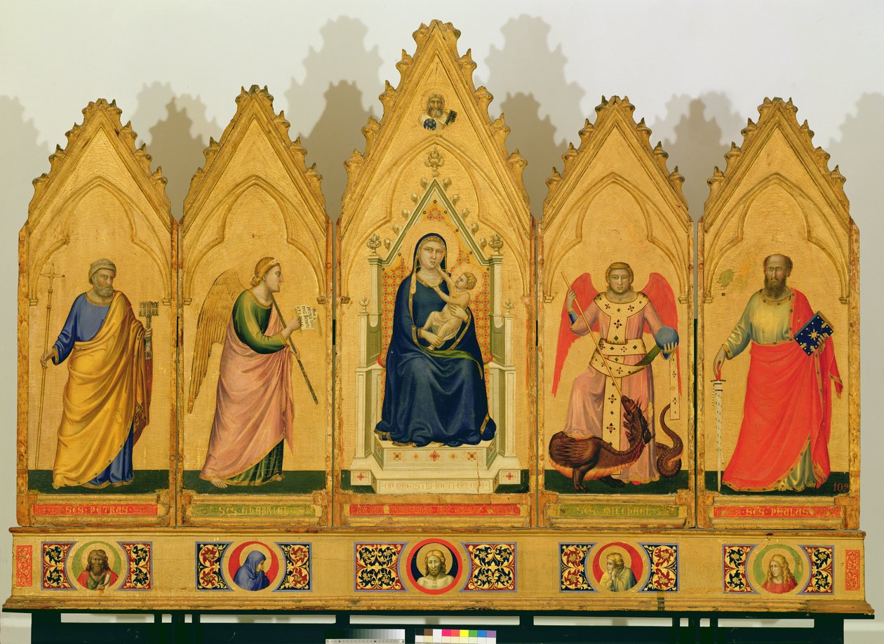 Poliptyk Madonny z Dzieciątkiem w otoczeniu świętych, 1333-34 (tempera na desce) autorstwa Giotto di Bondone