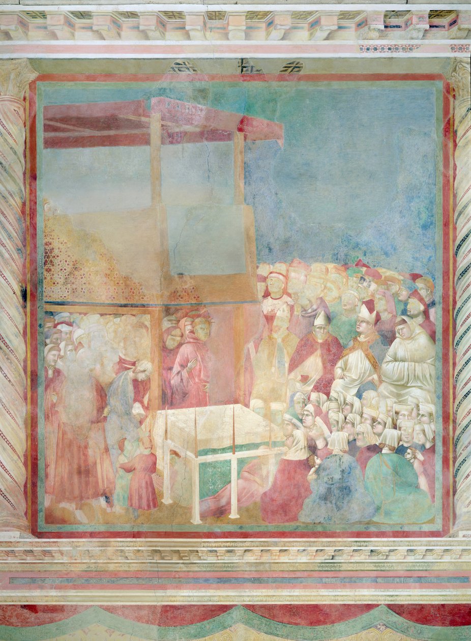 Papież Grzegorz IX kanonizujący św. Franciszka w 1228, 1297-99 autorstwa Giotto di Bondone