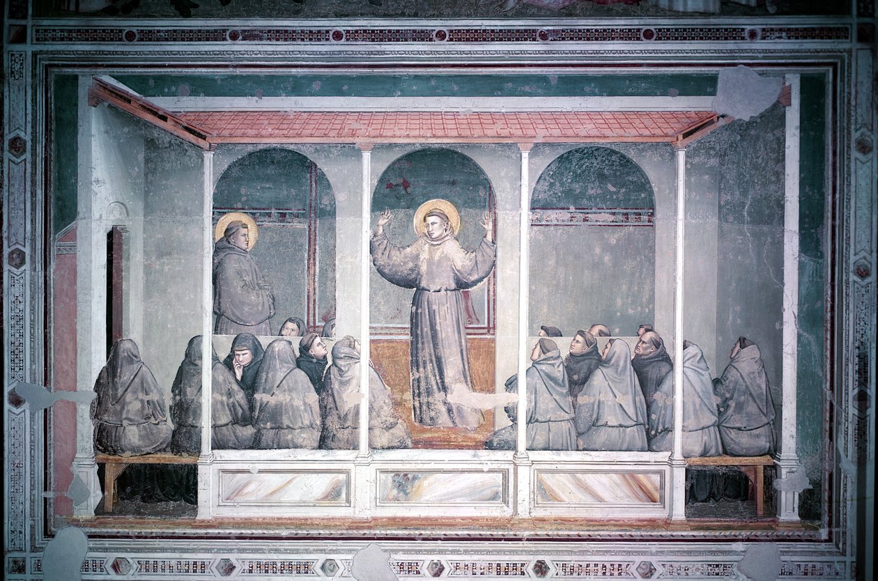 Św. Franciszek ukazuje się św. Antoniemu w Arles, z kaplicy Bardi, ok. 1320 autorstwa Giotto di Bondone