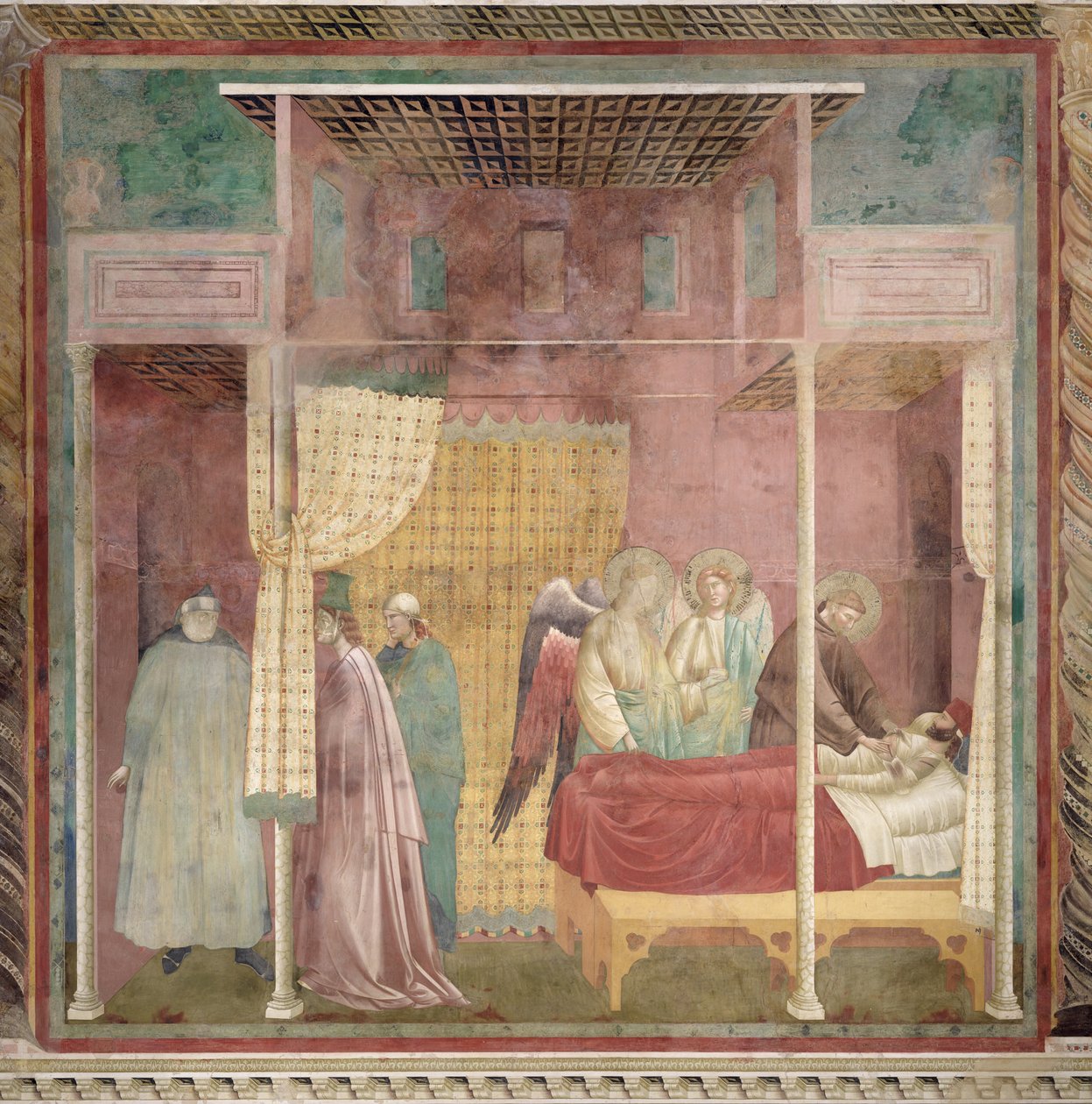 Św. Franciszek uzdrawia rannego człowieka z Leridy, 1297-99 autorstwa Giotto di Bondone