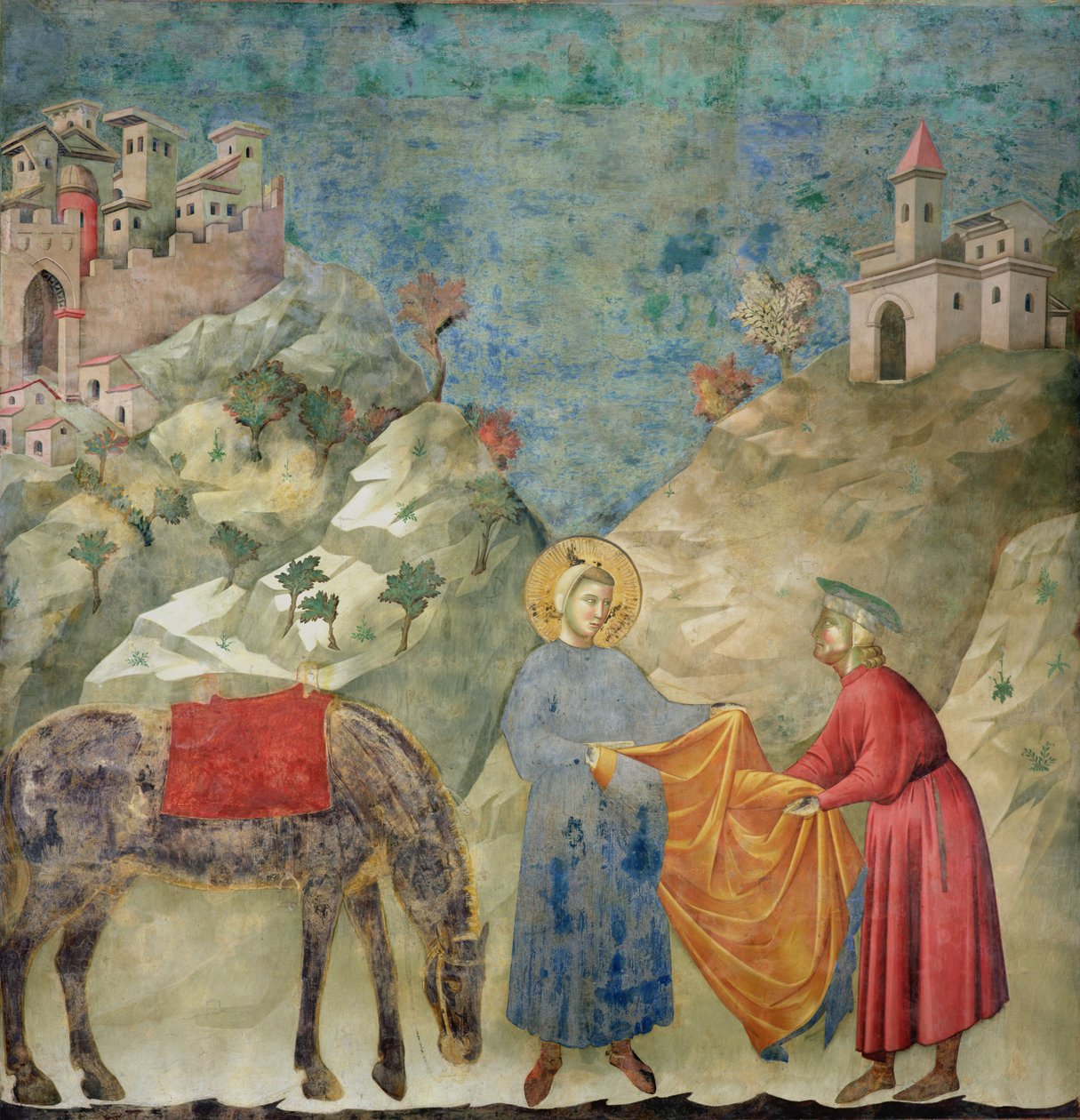 Św. Franciszek oddaje płaszcz nieznajomemu, 1296-97 autorstwa Giotto di Bondone