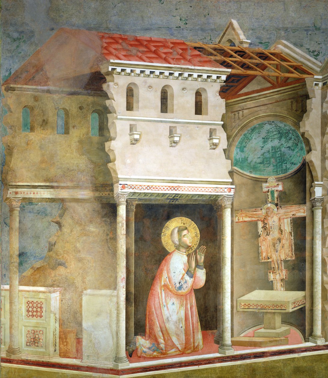 Modlitwa św. Franciszka w kościele San Damiano, 1297-99 autorstwa Giotto di Bondone