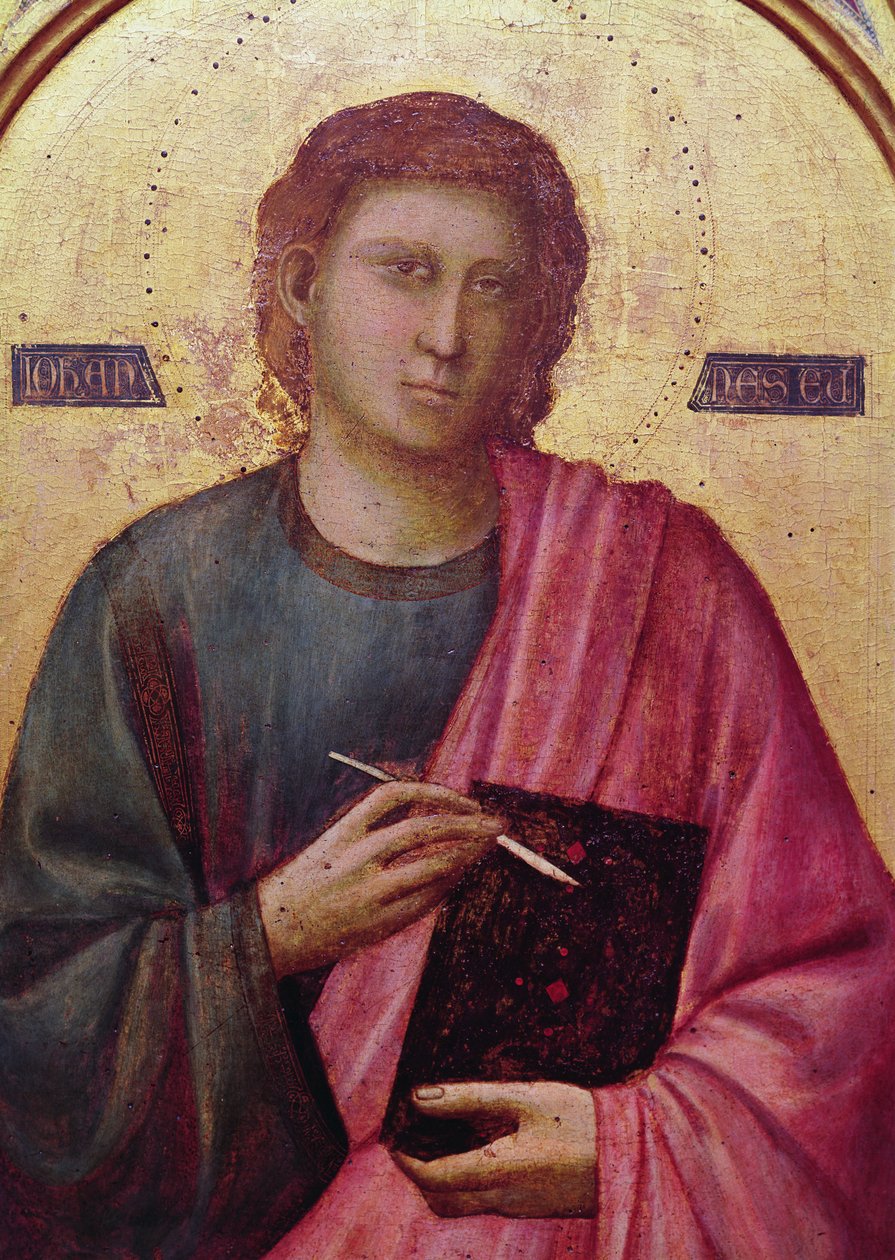 Św. Jan Ewangelista, lewa deska Ołtarza Badia, ok. 1301 (tempera na desce) (detal z 50341) autorstwa Giotto di Bondone