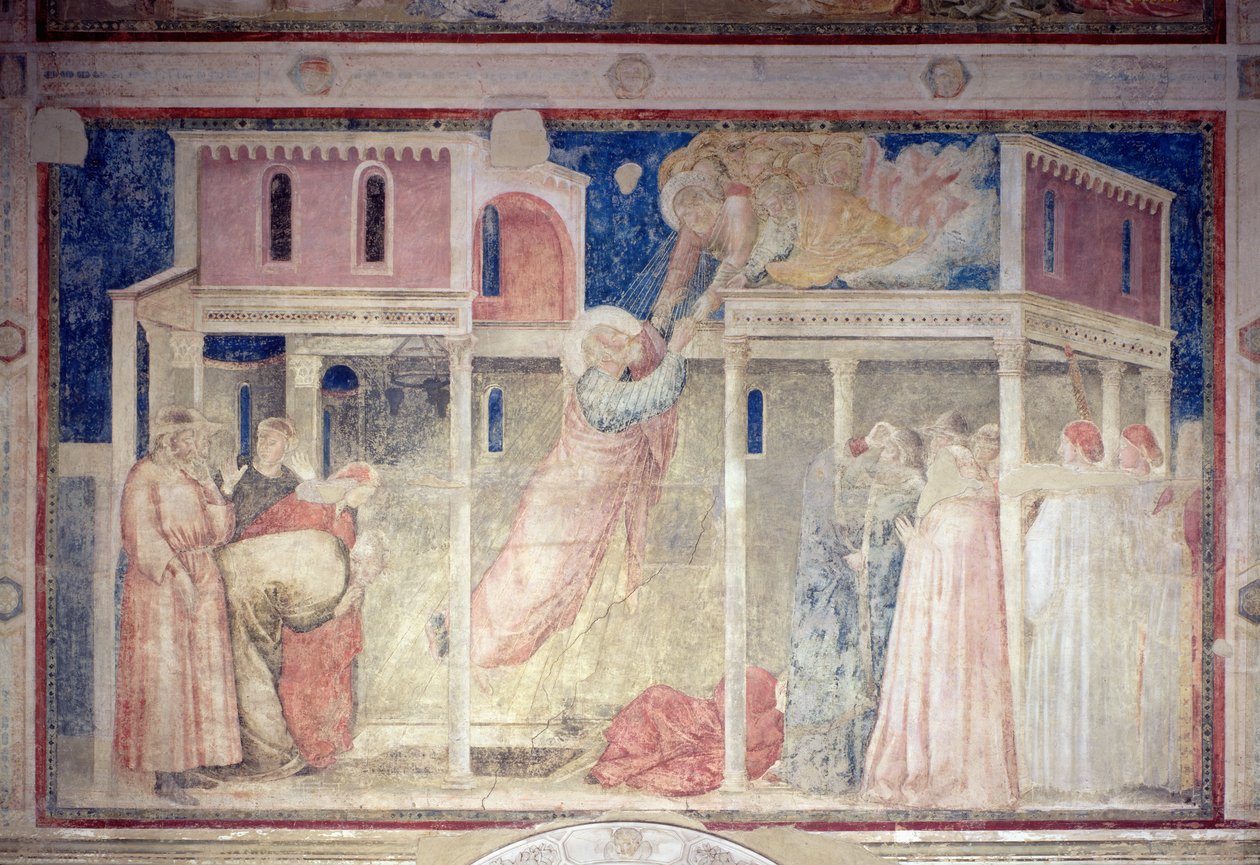 Wniebowstąpienie św. Jana Ewangelisty z kaplicy Peruzzi autorstwa Giotto di Bondone