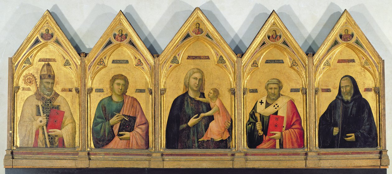Ołtarz Badia z Madonną i świętymi, ok. 1301 (tempera na płycie) autorstwa Giotto di Bondone