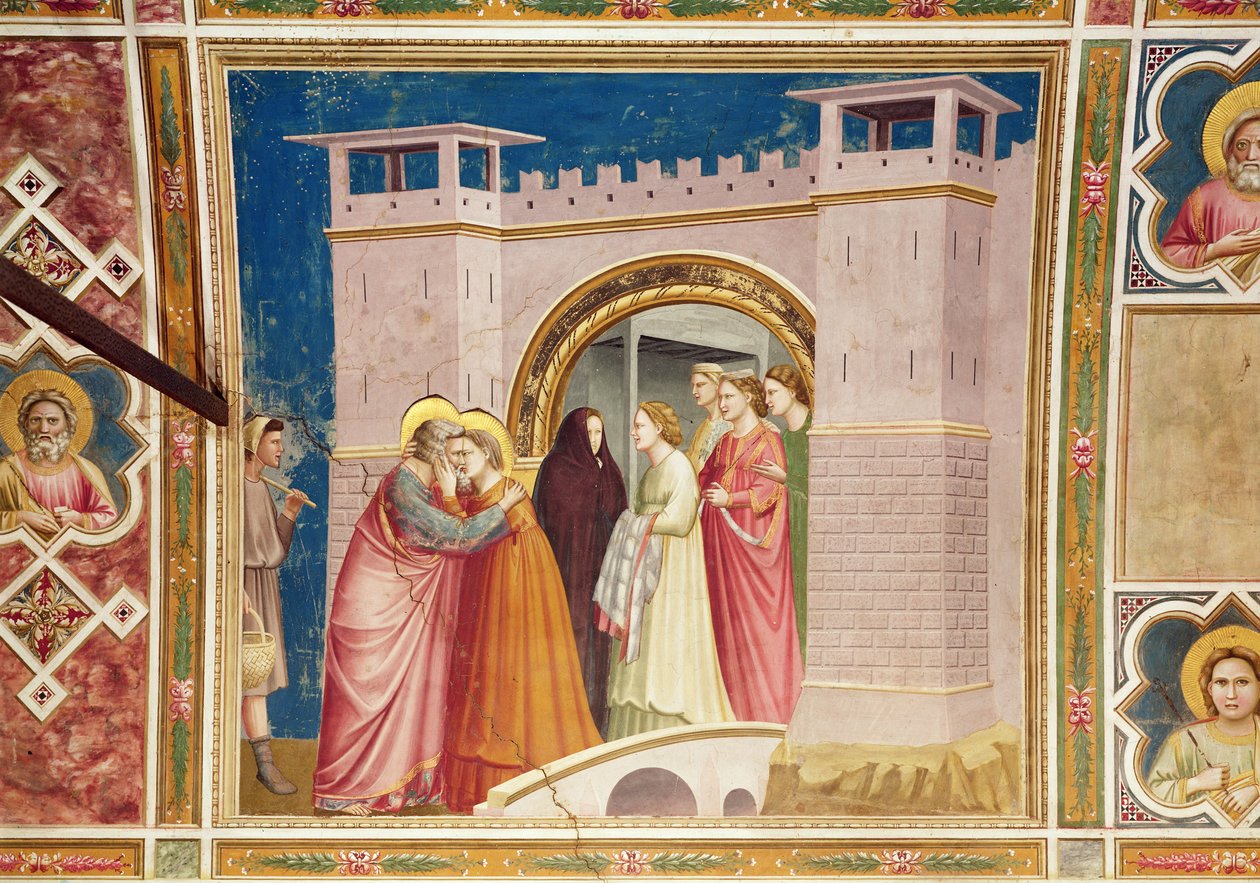 Spotkanie Joachima i Anny przy Złotej Bramie, ok. 1305 (patrz także 102740 i 68796) autorstwa Giotto di Bondone