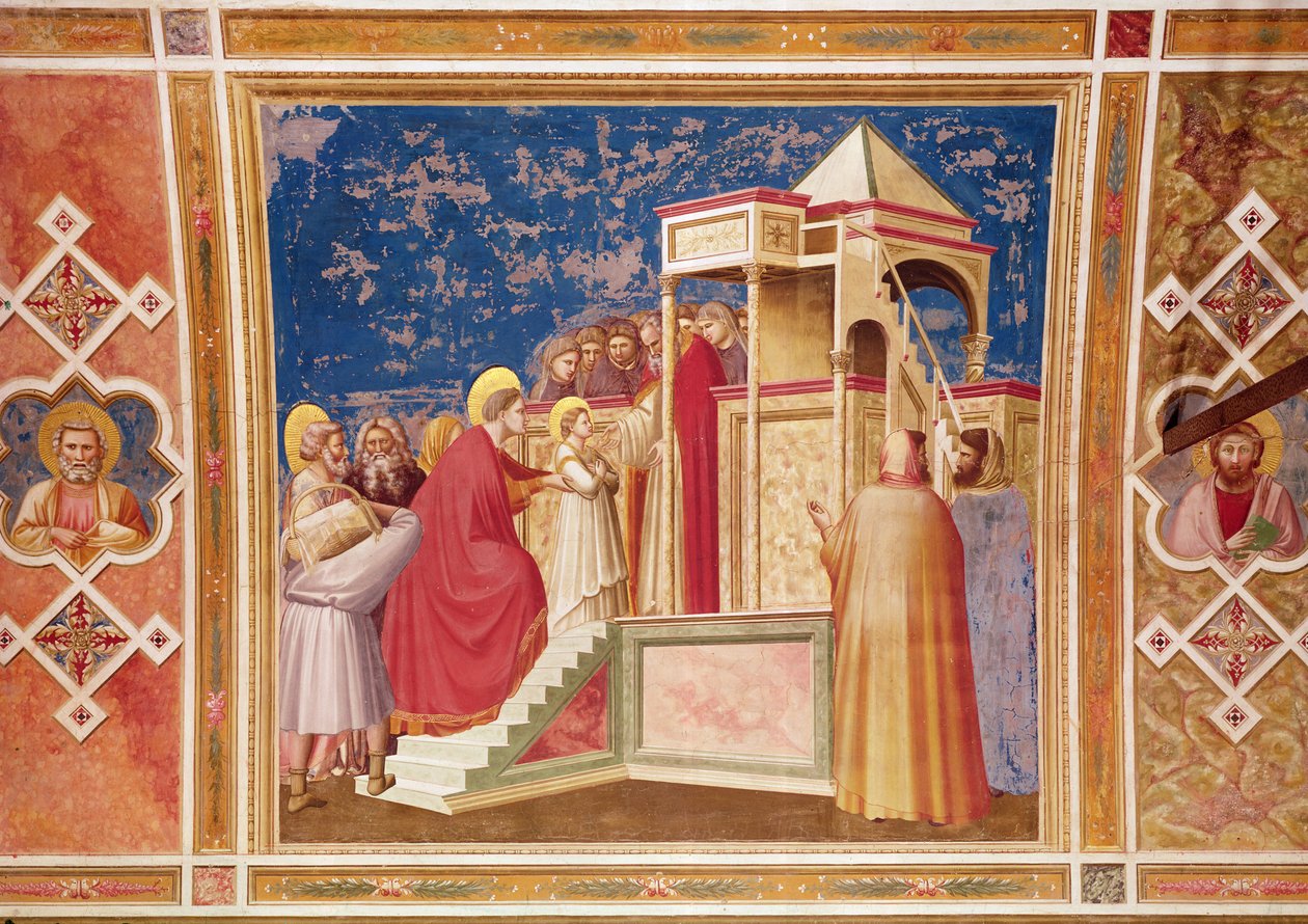 Ofiarowanie Dziewicy w świątyni, ok.1305 autorstwa Giotto di Bondone