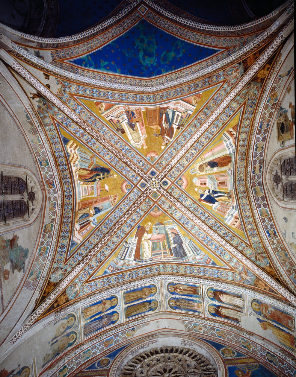 Sklepienie Czterech Doktorów Kościoła, ok. 1297 autorstwa Giotto di Bondone