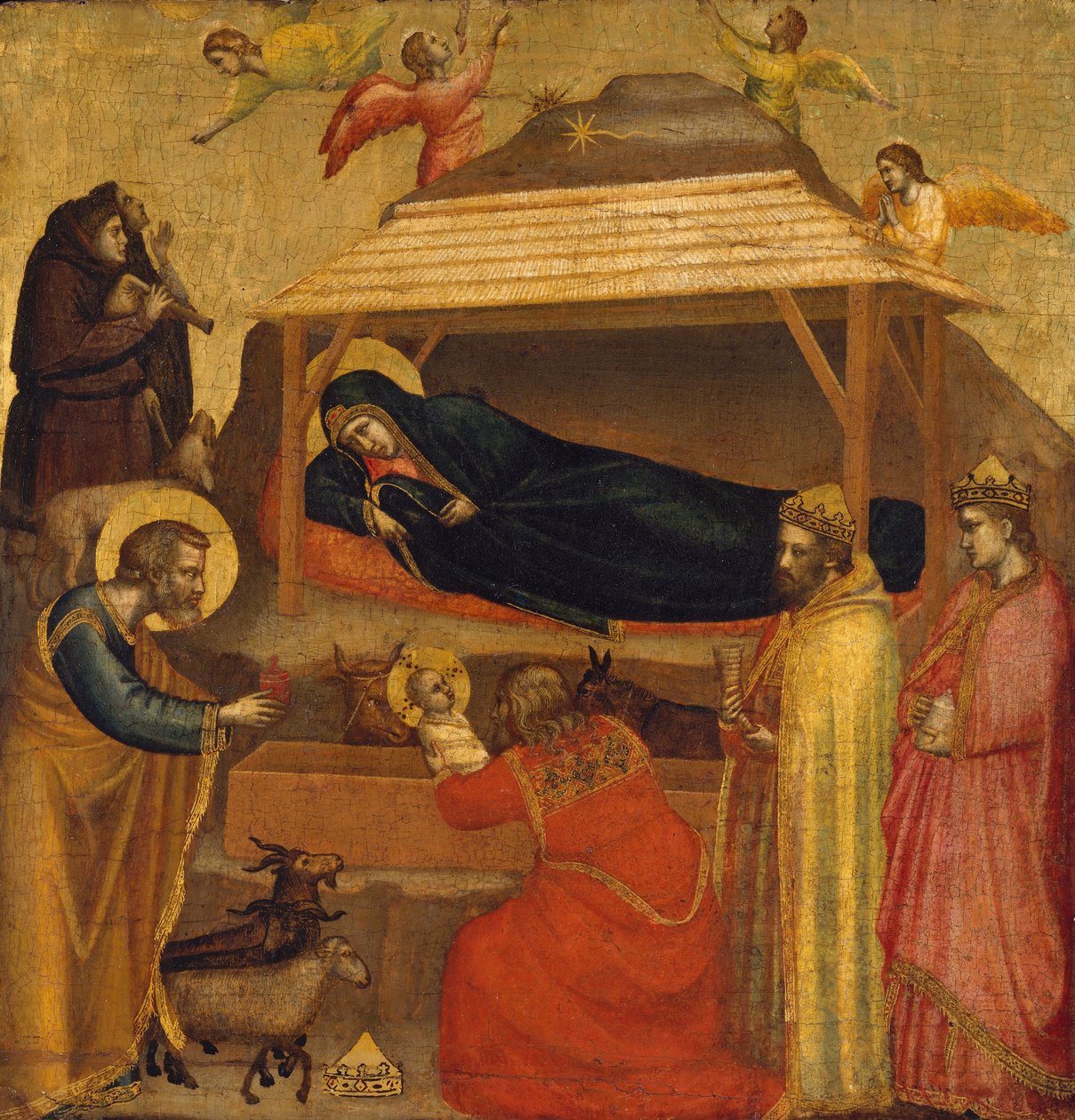 Adoracja Magów, ok. 1320 (tempera na drewnie, grunt złoty) autorstwa Giotto di Bondone