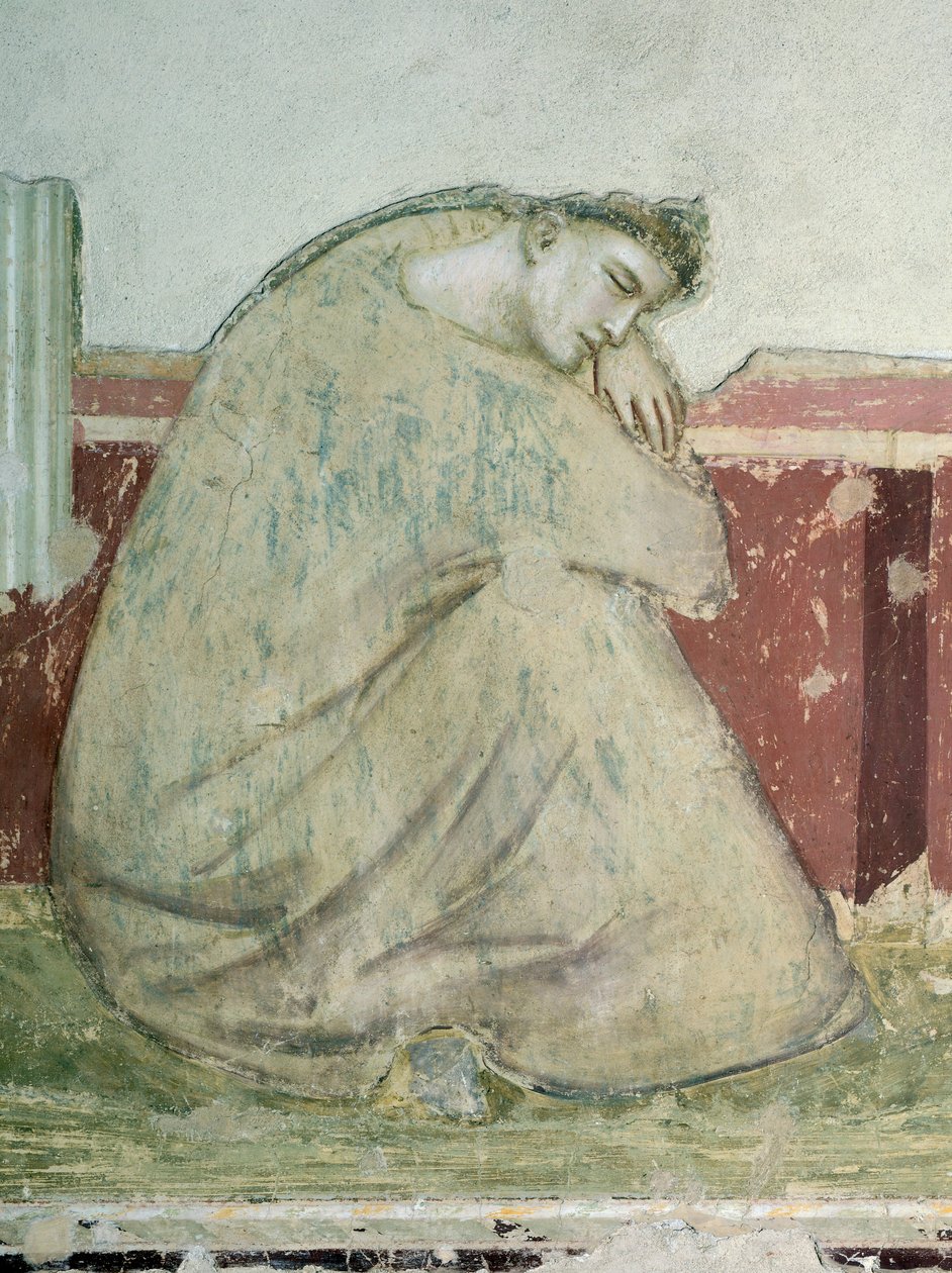 Objawienie św. Franciszka św. Antoniemu, Giotto (1267-1337), fresk, detal, bazylika Santa Croce, kaplica Bardi, Florencja, 1325-1330 autorstwa Giotto (c.1266 1337)