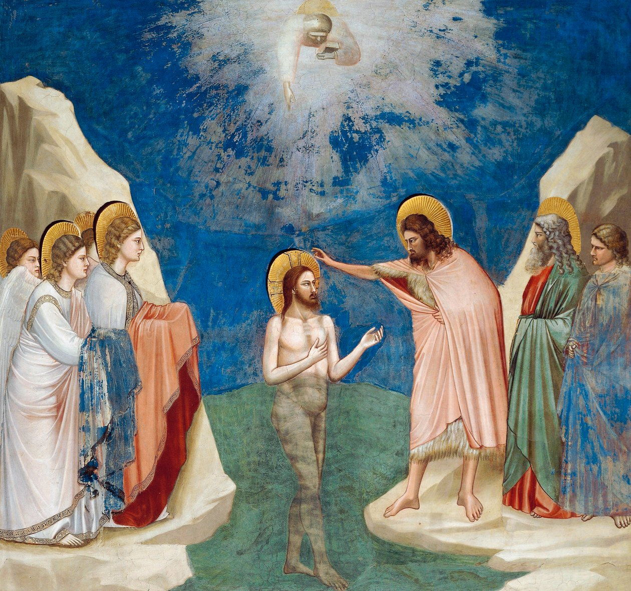 Chrzest Chrystusa, fragment życia i męki Chrystusa, autorstwa Giotto autorstwa Giotto (c.1266 1337)