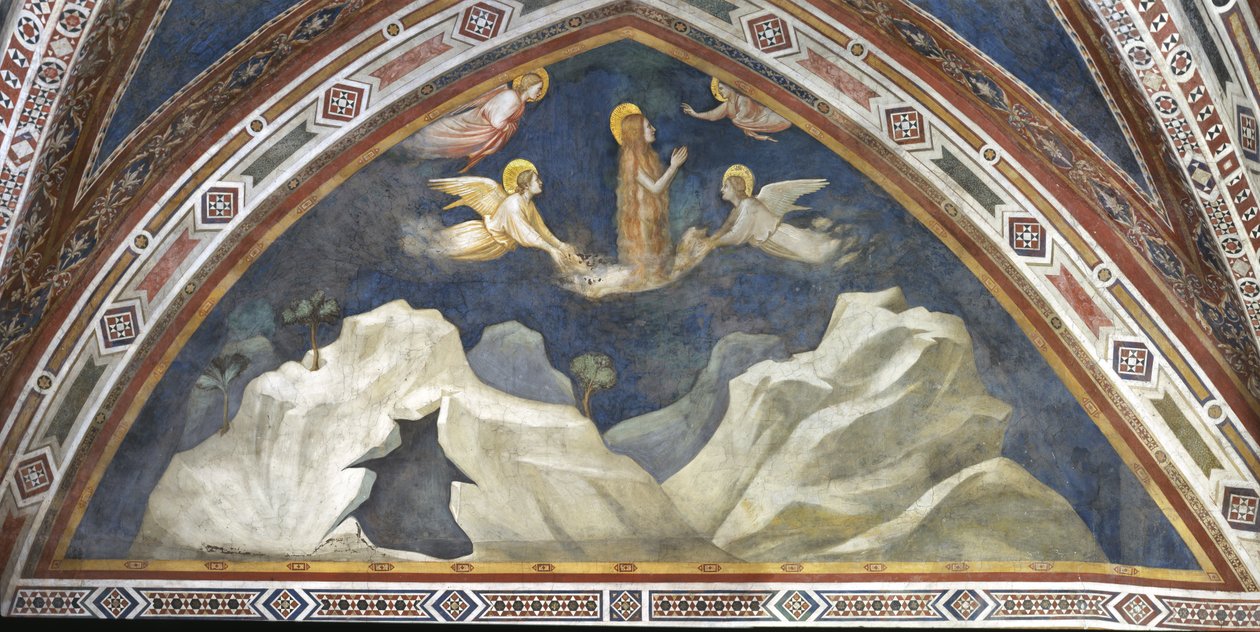 Kaplica Magdaleny, ściana wschodnia: Sceny z życia Magdaleny, „Podróż Magdaleny do Marsylii i cud rodziny gubernatora odnaleziony na bezludnej wyspie”. Szczegół autorstwa Giotto (c.1266 1337)