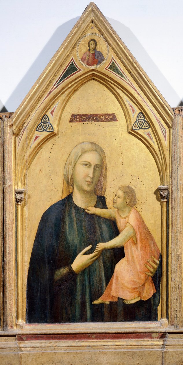 Madonna z Dzieciątkiem, detal z Poliptyku Badia, ok. 1300, Giotto (1267-1337), tempera na desce, 91x334 cm autorstwa Giotto (c.1266 1337)