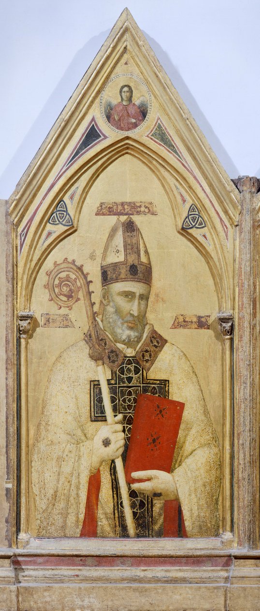Św. Mikołaj z Bari, fragment z Poliptyk Badia, ok. 1300, Giotto (1267-1337), tempera na desce, 91x334 cm autorstwa Giotto (c.1266 1337)