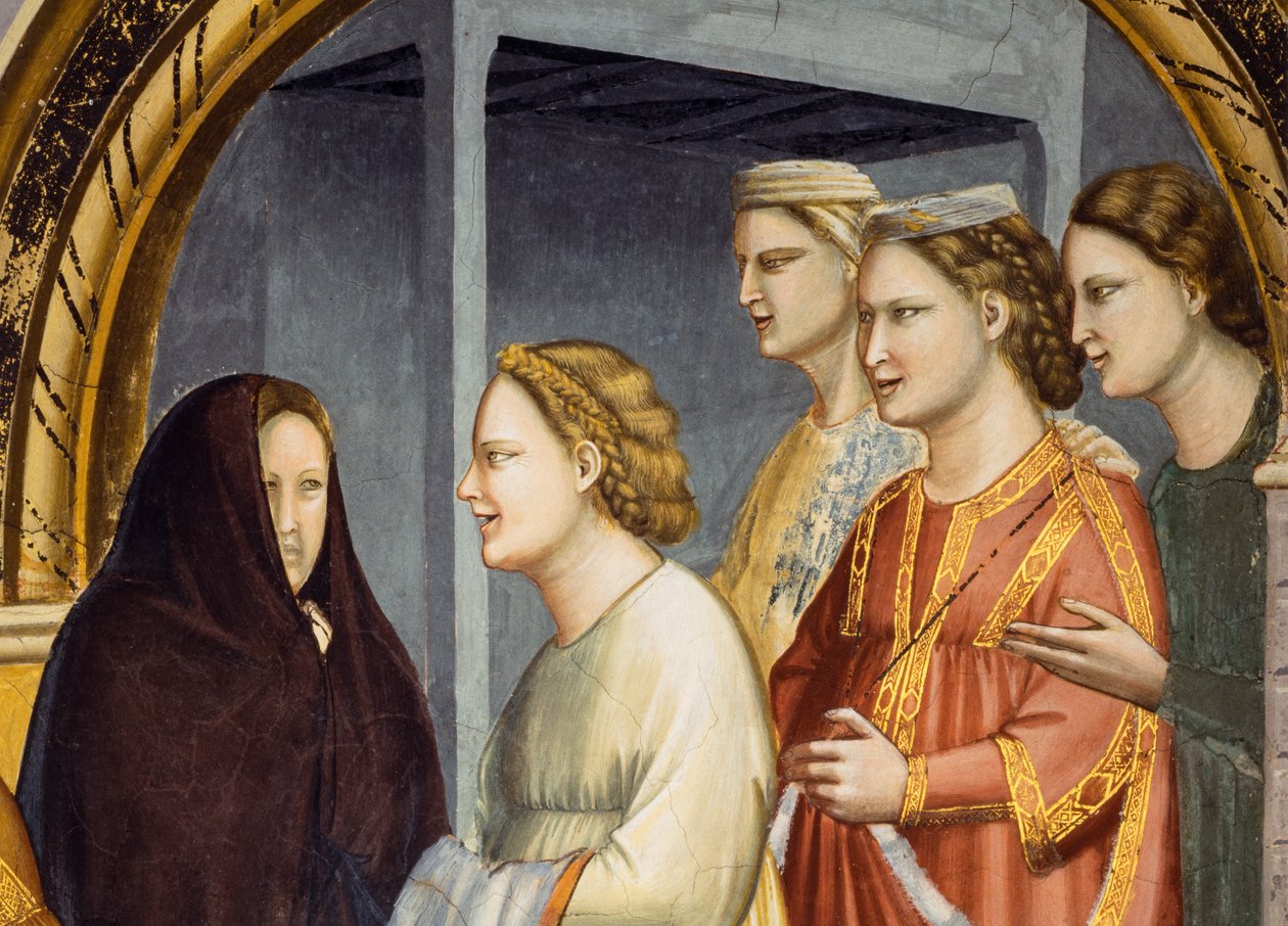Spotkanie przy Złotej Bramie, ok. 1305 (fresk) Brama w Jerozolimie, detal, ok. 1305 (fresk) autorstwa Giotto (c.1266 1337)