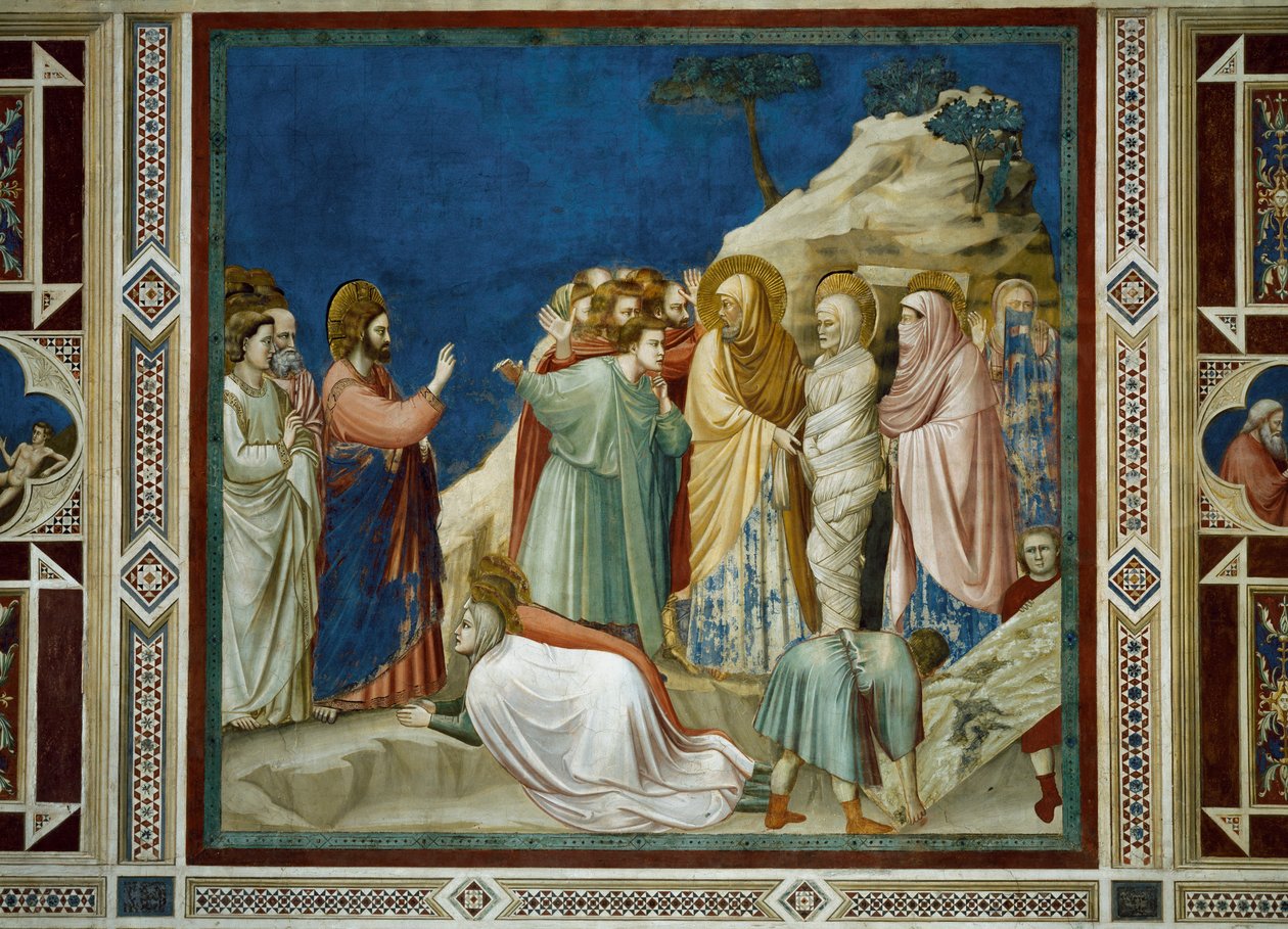 Zmartwychwstanie Łazarza, fragment życia i męki Chrystusa — Giotto autorstwa Giotto (c.1266 1337)