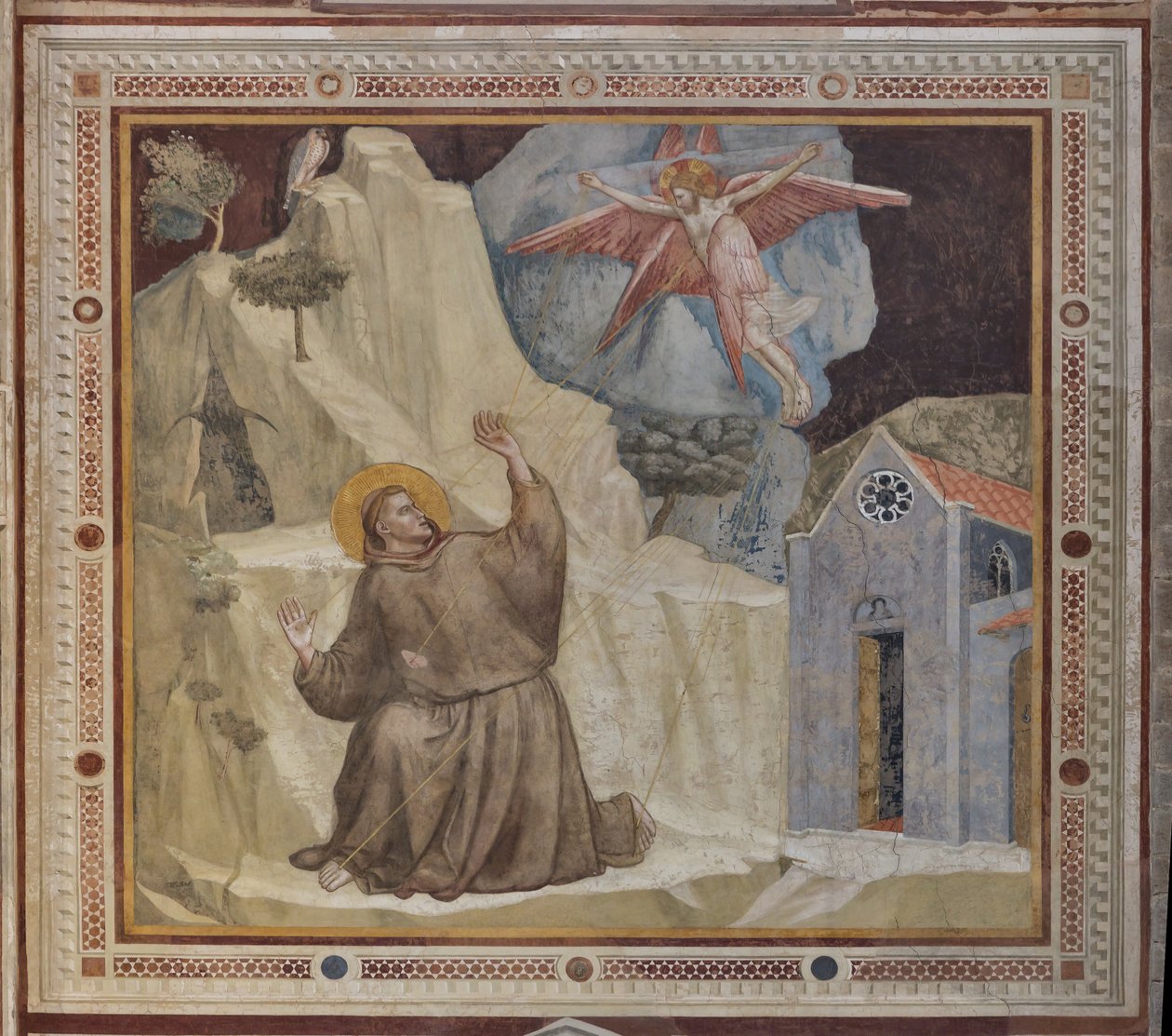 Transept, zewnętrzna część kaplicy Bardi: św. Franciszek i stygmaty autorstwa Giotto (c.1266 1337)