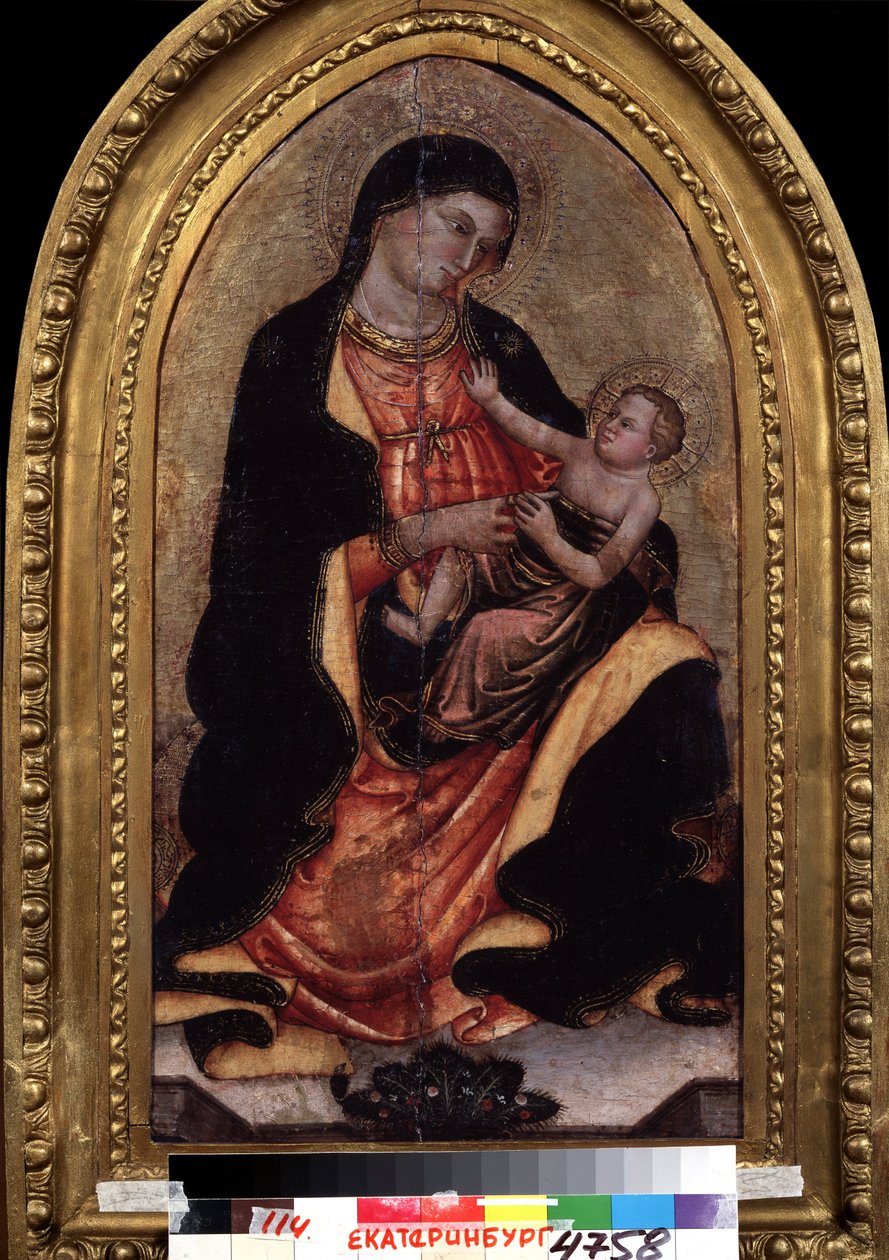 ""Dziewica i dziecko"" (Dziewica i dziecko). Obraz Giotto di Bondone (1267-1337). Tempera na drewnie. Narodowe Muzeum Sztuk Pięknych, Jekaterynburg (lub Jekaterynburg). Rosja autorstwa Giotto (c.1266 1337)