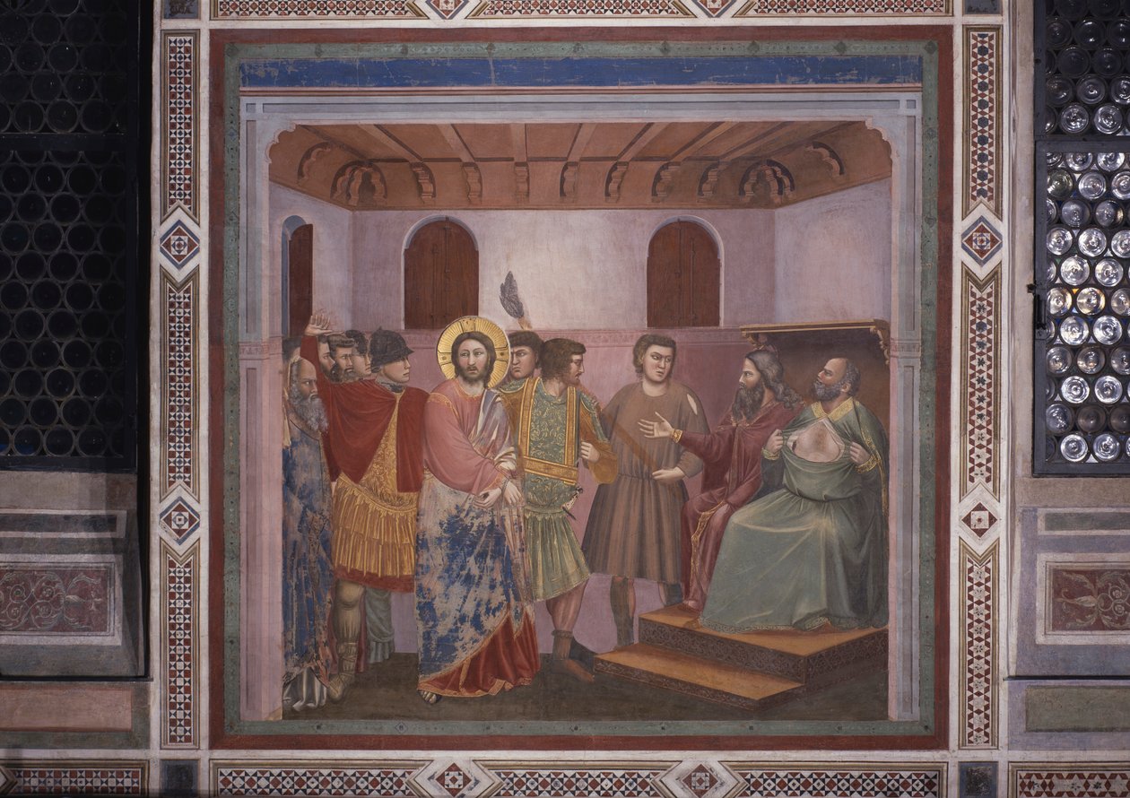 Chrystus przed Kajfaszem (Cristo davanti a Caifa), autor: Giotto autorstwa Giotto (c.1266 1337)