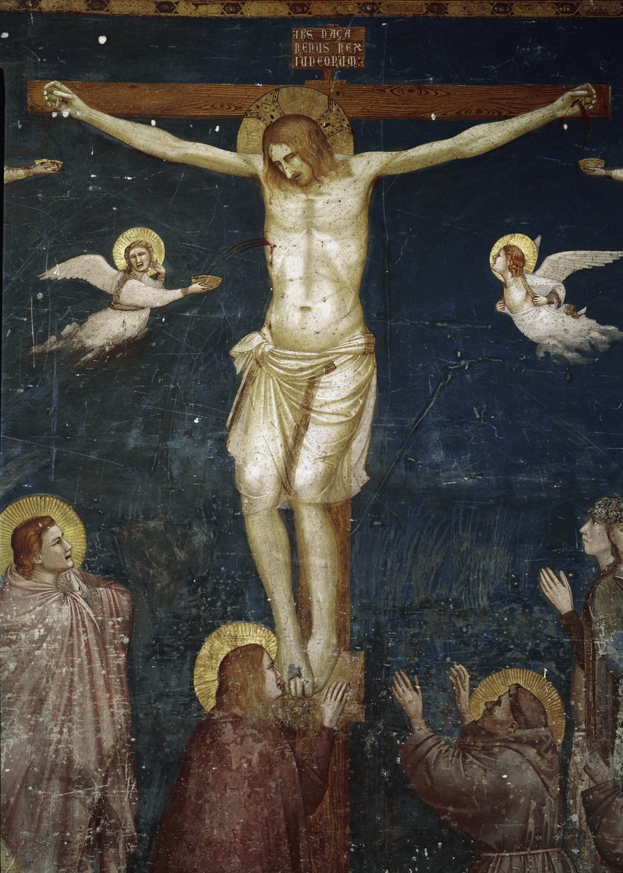 Chrystus ukrzyżowany, fragment Ukrzyżowania z pięcioma franciszkanami - Fresco autorstwa Giotto (c.1266 1337)
