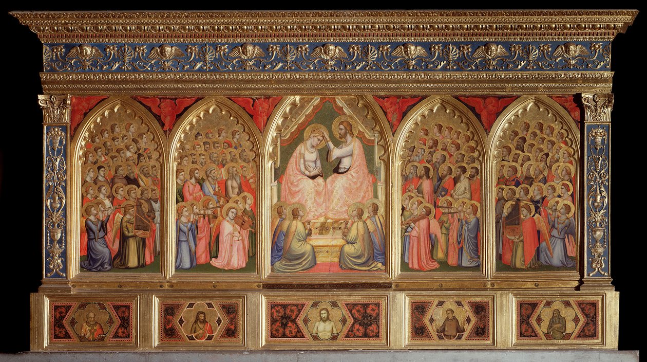 Poliptyk Baroncelli: Koronacja Marii (Tempera na drewnie) autorstwa Giotto (c.1266 1337)