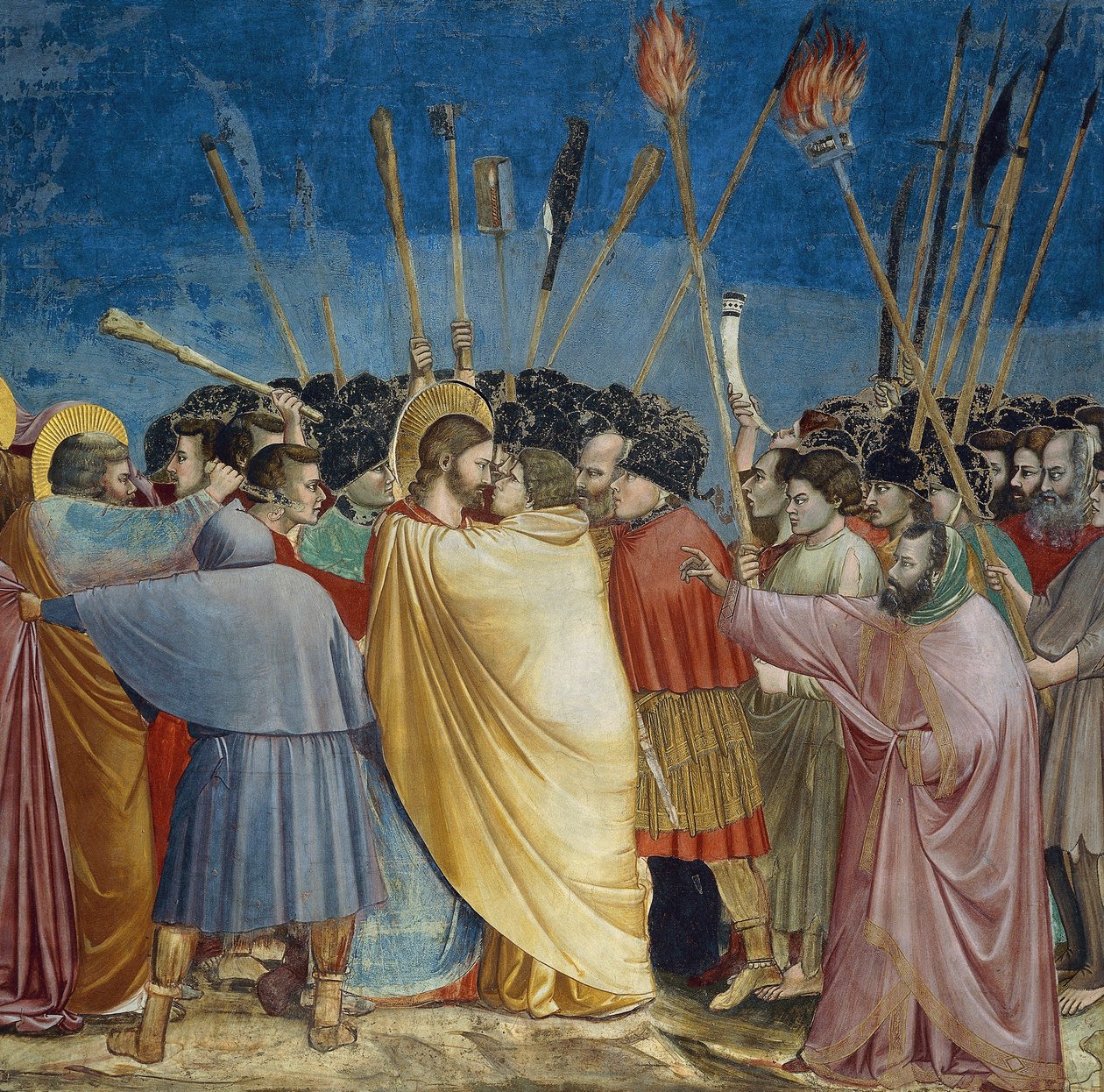 Zdrada Chrystusa, fragment pocałunku, ok.1305 (fresk) autorstwa Giotto (c.1266 1337)