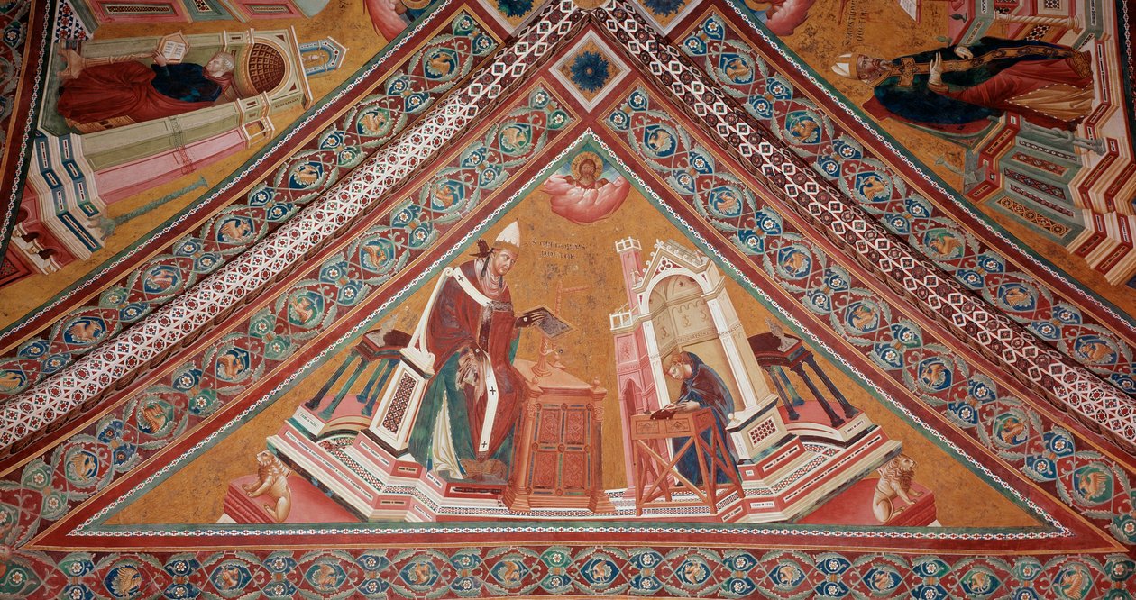 Doktorzy Kościoła: Papież Grzegorz I Wielki (fresk autorstwa Giotto (c.1266 1337)
