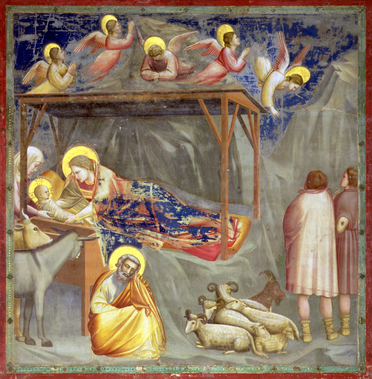 Narodzenie Pańskie, kaplica Arena, Padwa, ok. 1305 (fresk) (szczegóły patrz 65207) autorstwa Giotto (c.1266 1337)
