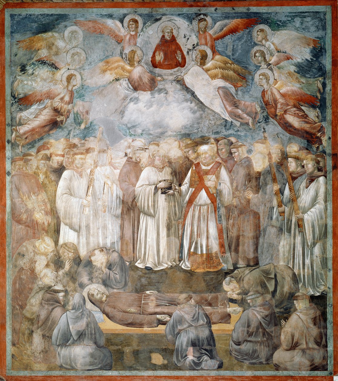 Pogrzeb św. Franciszka z Asyżu i weryfikacja stygmatów - Fresco autorstwa Giotto (c.1266 1337)