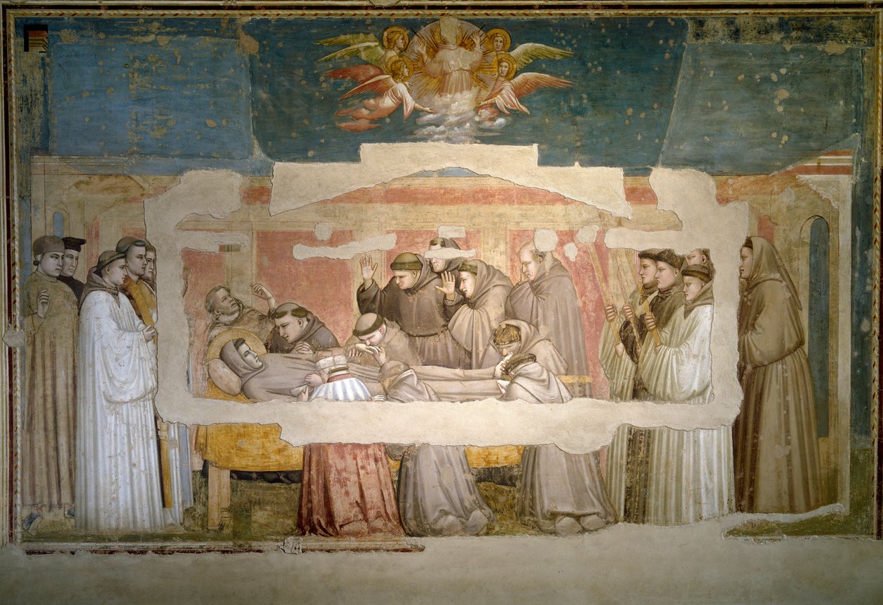 Pogrzeb św. Franciszka z Asyżu. Weryfikacja stygmatyzacji. Obraz Giotto di Bondone (1267? 1337) autorstwa Giotto (c.1266 1337)