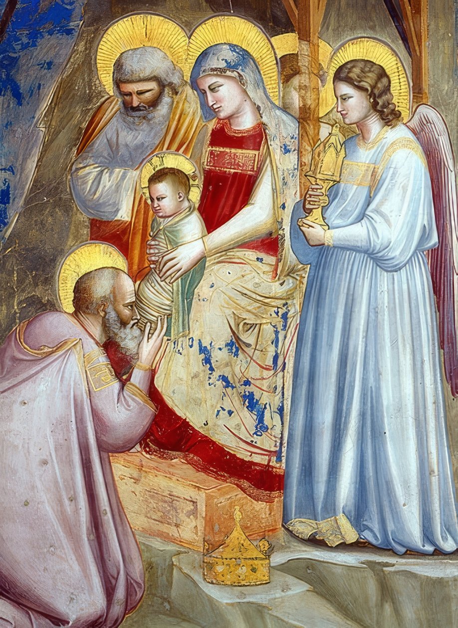 Adoracja Trzech Króli. Szczegół. 1305 autorstwa Giotto di Bondone