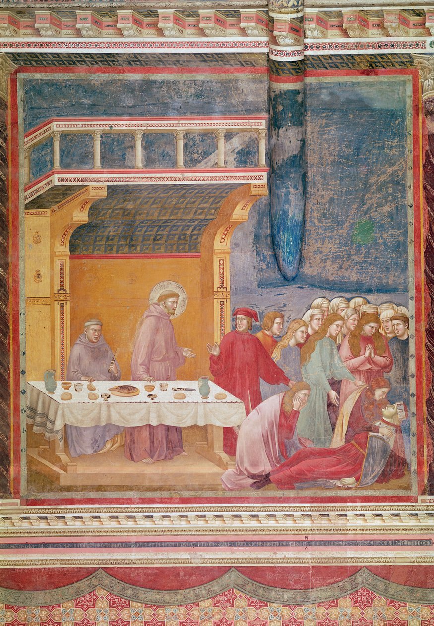 Święty Franciszek przepowiada śmierć rycerza w Celano, ok. 1297-99 autorstwa Giotto di Bondone