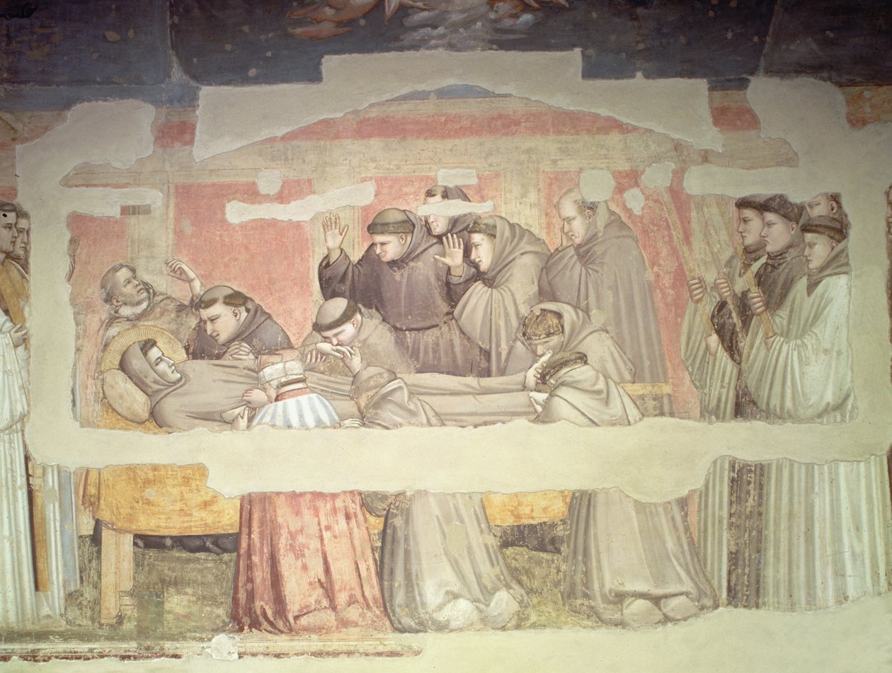 Śmierć św. Franciszka, fragment mar i żałobników, z fresku w kaplicy Bardi patrz także 63380, 63329, 99677 autorstwa Giotto di Bondone
