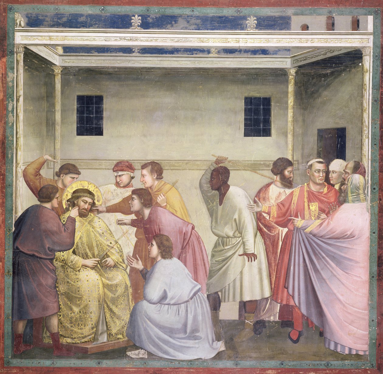 Naśmiewanie się z Chrystusa, ok.1305 autorstwa Giotto di Bondone