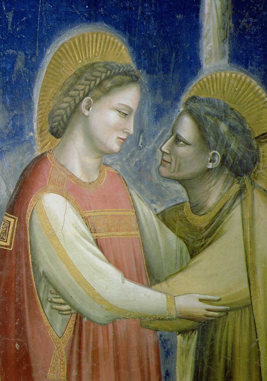 Nawiedzenie, fragment Matki Boskiej obejmującej św. Elżbietę, ok. 1305, fragment fresku z 102753 autorstwa Giotto di Bondone