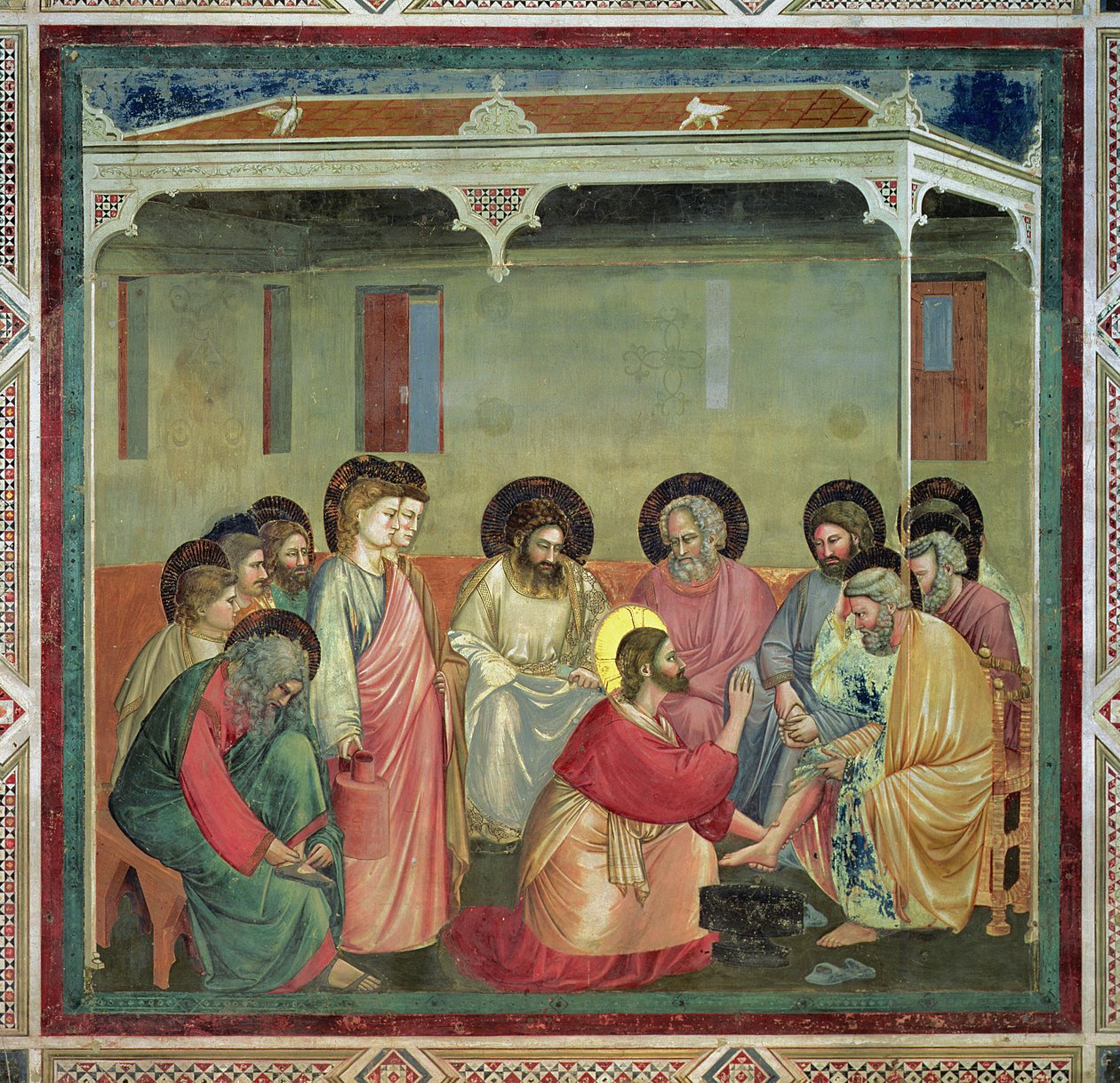Chrystus myjący stopy uczniów, ok. 1305 (po odnowieniu) (zob. także 65194) autorstwa Giotto di Bondone