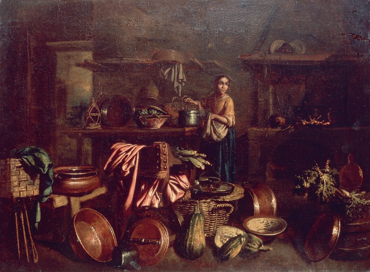 Kuchnia wewnętrzna, autorstwa Gian Domenico Valentino (1630-1708) autorstwa Giovan Domenico Valentino