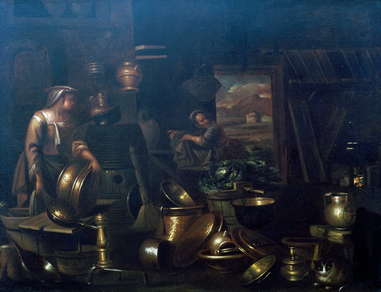 Kuchnia wewnętrzna, autorstwa Gian Domenico Valentino (1630-1708) autorstwa Giovan Domenico Valentino