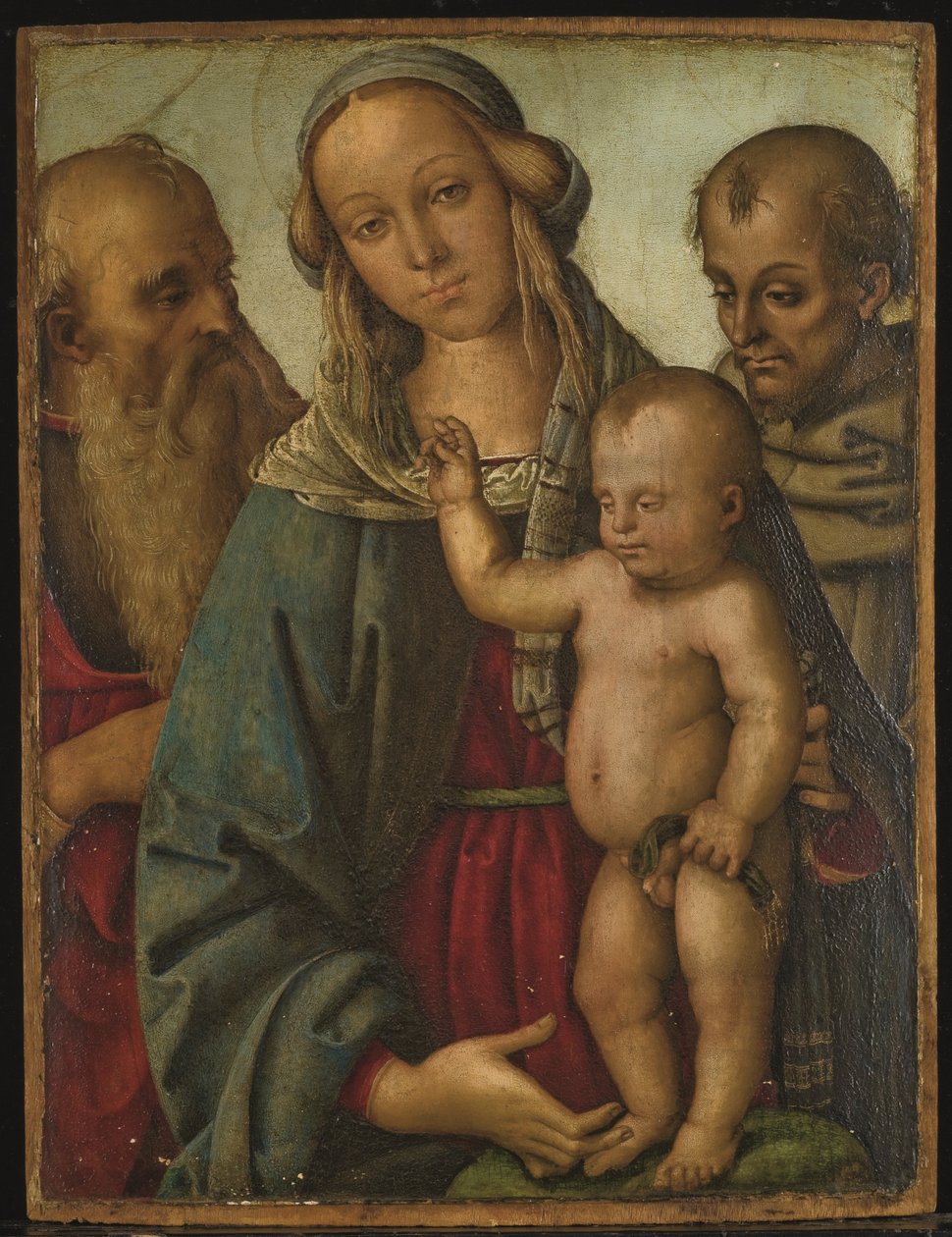 Dziewica z Dzieciątkiem i świętymi Hieronimem i Franciszkiem (olej na płycie) autorstwa Giovan Maria di Bartolomeo Bacci di (1450 1510) Belforte