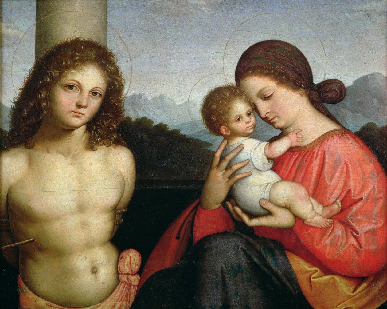 Madonna z Dzieciątkiem ze św. Sebastianem (panel) autorstwa Giovanni Agostino da Lodi