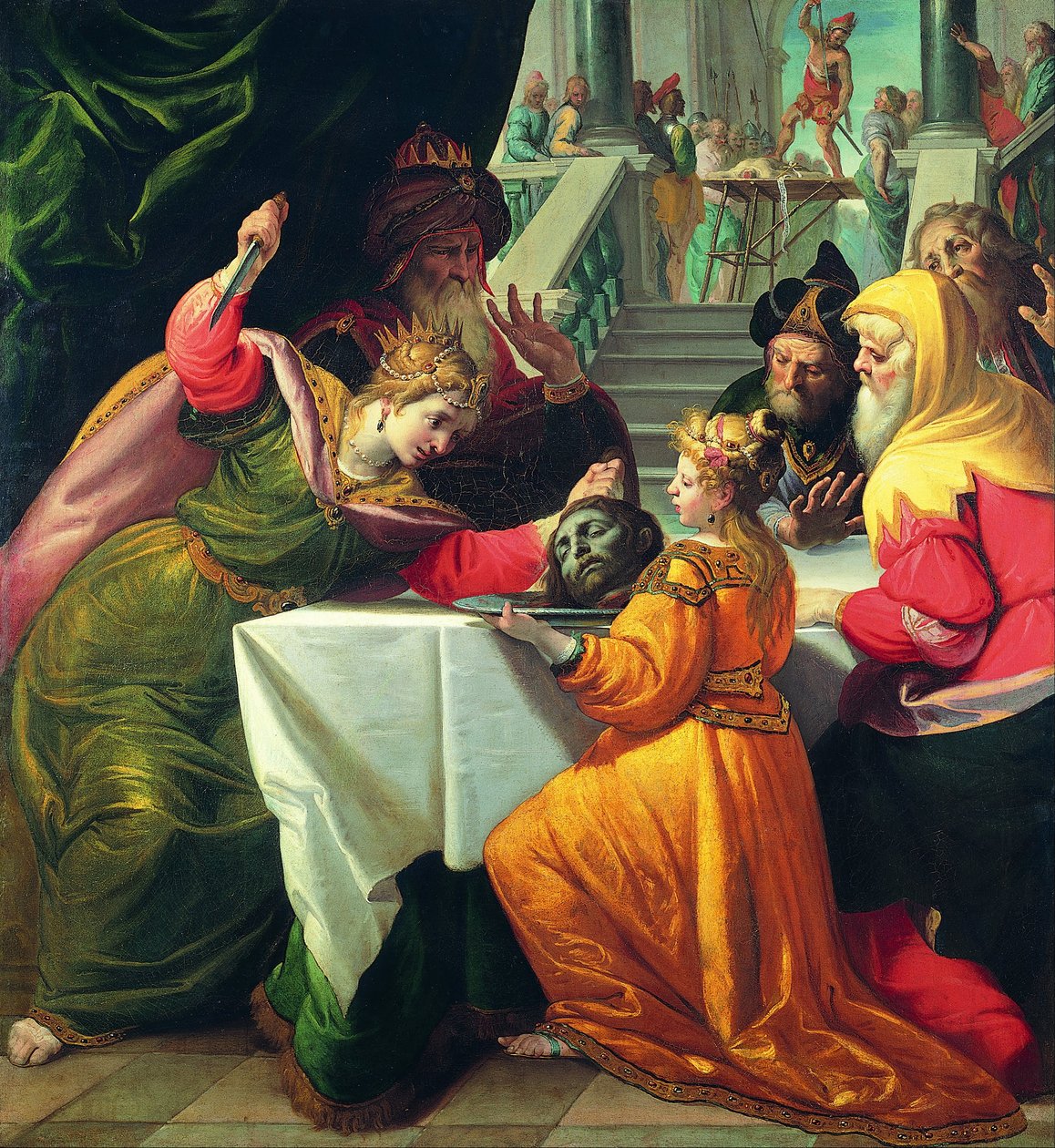 Herodiada przedstawiona z Głową Chrzciciela przez Salome autorstwa Giovanni Andrea Ansaldo