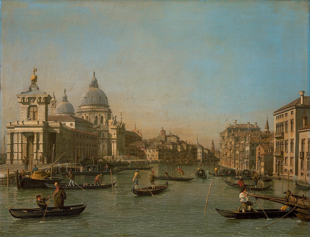 Wejście na Canal Grande przy Punta della Dogana i Santa Maria della Salute autorstwa Giovanni Antonio Canal