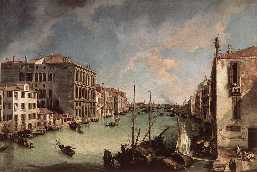Canal Grande, patrząc na wschód z Campo San Vio autorstwa Giovanni Antonio Canal