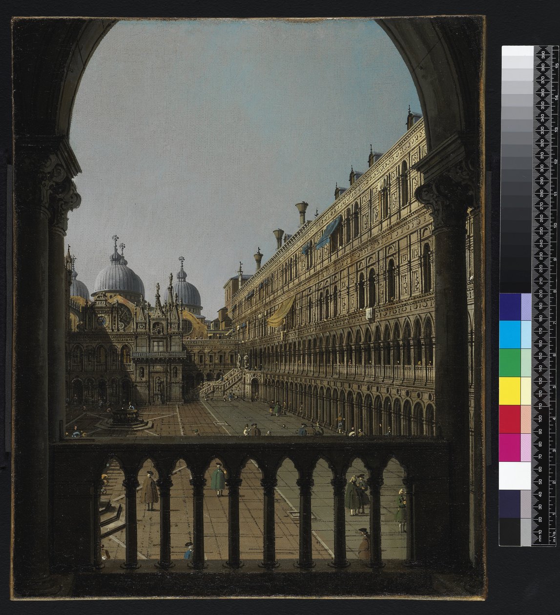 Wewnętrzny dziedziniec Pałacu Dożów, Wenecja, c.1756 autorstwa Giovanni Antonio Canal